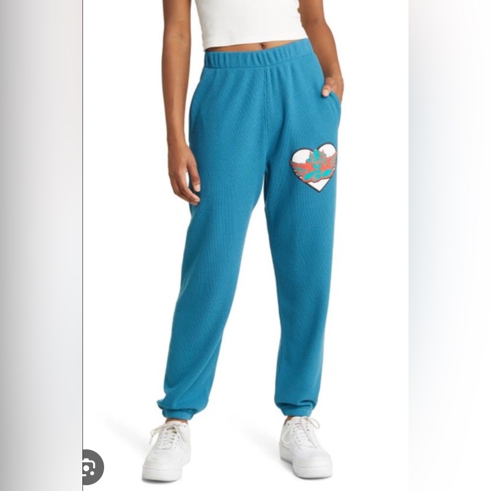 Boys Lie Blue Waffle Knit Cotton Relaxed Sweatpants